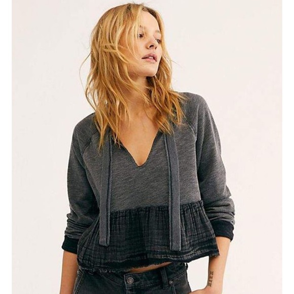 Free People Tops - Free People Sweet Jane Cropped Pullover Sweatshirt Top Shirt
